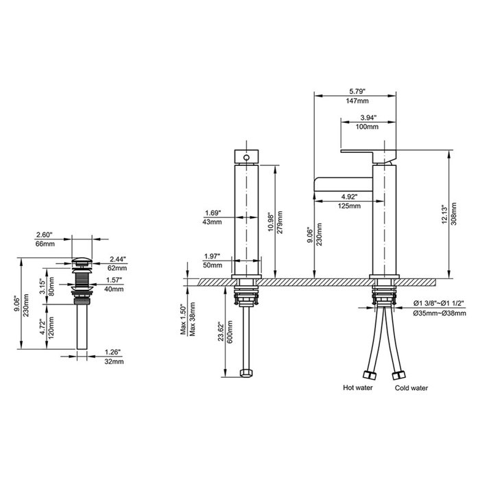 Homary Vessel Sink Faucet Singlehandle Bathroom Faucet with Drain